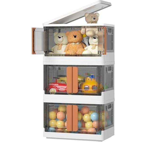HAIXIN cajas almacenaje, 32L cajas organizadoras plastico, cajas almacenaje ropa, caja con tapa plegable apilable para dormitorio sala de estar armario baño cocina estudio